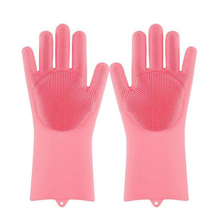 * Magic Silicone Multi-Use Scrubber Glove for Dishwashing, Kitchen and Appliance Cleaning, Fruit Washing, Bathroom Scrubbing, Car Washing (1 Pair)