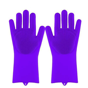 * Magic Silicone Multi-Use Scrubber Glove for Dishwashing, Kitchen and Appliance Cleaning, Fruit Washing, Bathroom Scrubbing, Car Washing (1 Pair)