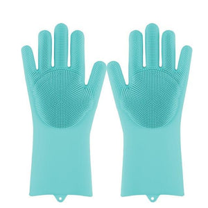 * Magic Silicone Multi-Use Scrubber Glove for Dishwashing, Kitchen and Appliance Cleaning, Fruit Washing, Bathroom Scrubbing, Car Washing (1 Pair)