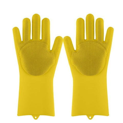 Image of * Magic Silicone Multi-Use Scrubber Glove for Dishwashing, Kitchen and Appliance Cleaning, Fruit Washing, Bathroom Scrubbing, Car Washing (1 Pair)