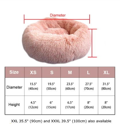 Image of * PET LOVER'S Plush Rounded Cushion Dog and Cat Bed Lounger Sofa (7 Sizes)