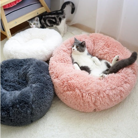 Image of * PET LOVER'S Plush Rounded Cushion Dog and Cat Bed Lounger Sofa (7 Sizes)