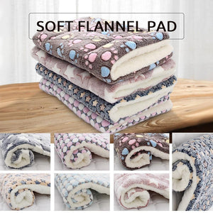 * Pet Soft Fleece Cushioned Blanket Bed Mat For Puppy Dog Cat - Washable