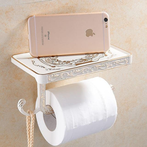 Image of * Phone Throne - Wall Mounted Toilet Paper SmartPhone Holder with Shelf