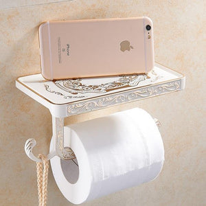 * Phone Throne - Wall Mounted Toilet Paper SmartPhone Holder with Shelf