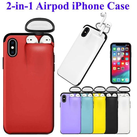 Image of * Popular Newly Designed AirPods Holder Case for iPhone 11 Pro Max, XS Max, XR, X, 10, 8, 7 Plus