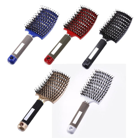 Image of * Popular Salon Scalp Massage Hairbrush with Nylon Bristles for Detangling Wet Curly Women's Hair