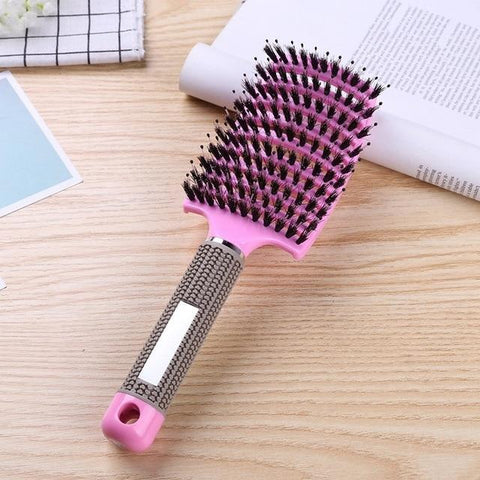 Image of * Popular Salon Scalp Massage Hairbrush with Nylon Bristles for Detangling Wet Curly Women's Hair