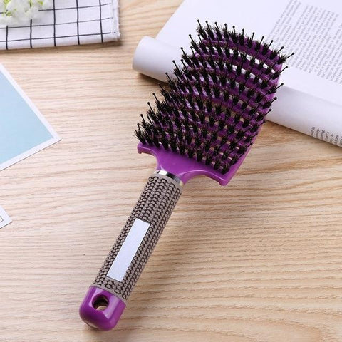 Image of * Popular Salon Scalp Massage Hairbrush with Nylon Bristles for Detangling Wet Curly Women's Hair