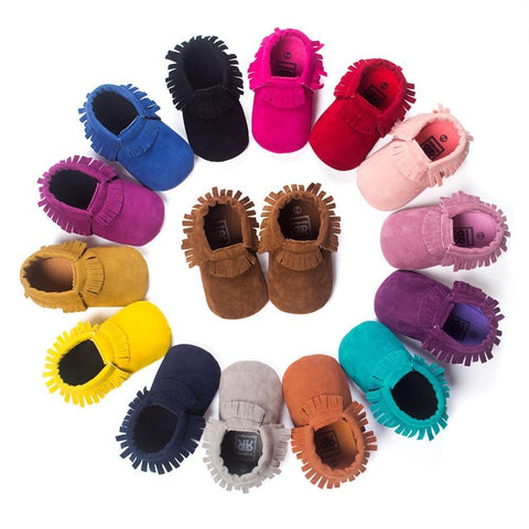 Image of * Popular Suede Baby Moccasins Shoe, Soft-soled, Non-slip First Walker (0-18 Month Sizes)