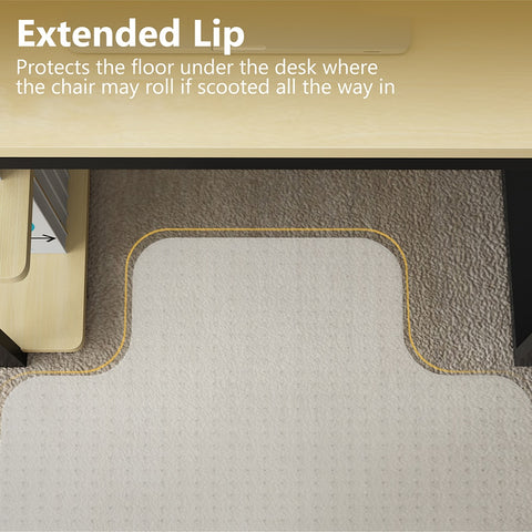 Image of * Translucent Office Chair Mat Carpet Protector with Lip and Non-Slip Studded Backing BPA and Phthalate Free for Low Pile Carpets