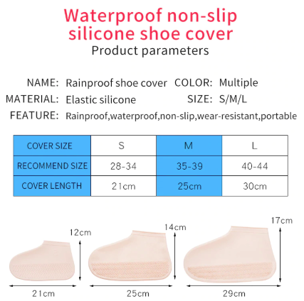 Image of * Reusable Non-Slip Waterproof Shoe Covers for Outdoor Use