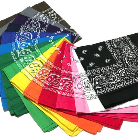 Image of * NEW High Quality Cotton Paisley & Plain Bandanas