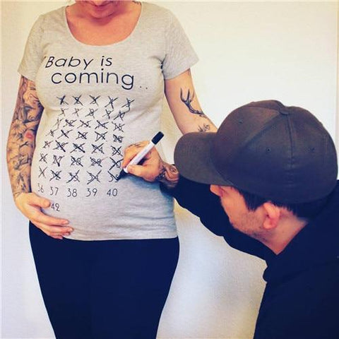 Image of * The 'Baby Is Coming' Maternity Clothing for Pregnant Women T-Shirt