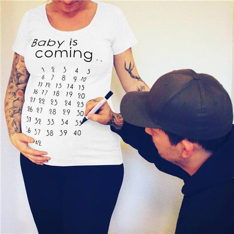 Image of * The 'Baby Is Coming' Maternity Clothing for Pregnant Women T-Shirt