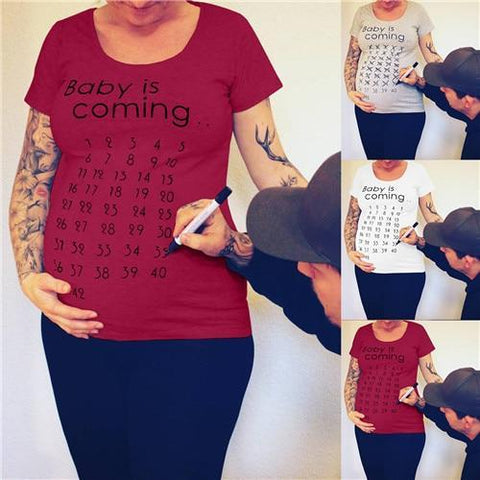 Image of * The 'Baby Is Coming' Maternity Clothing for Pregnant Women T-Shirt